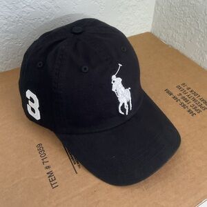 Polo Ralph Lauren Black Baseball Cap with White Logo